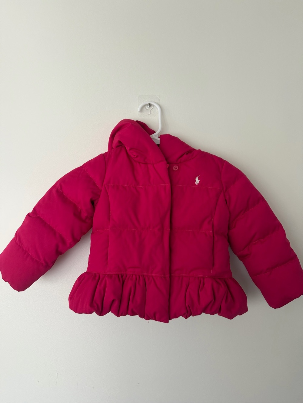 Ralph Lauren Hot Pink Kids' Down Hooded Puffer Jacket